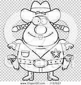 Cowgirl Sheriff Chubby Female Outlined Coloring Clipart Vector Cartoon Cory Thoman sketch template