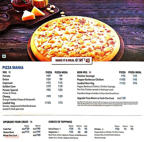menu  dominos pizza gtb nagar delhi dineout discovery
