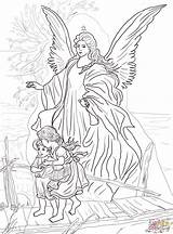 Angel Coloring Pages Beautiful Adults Guardian Children Protected Kids Printable Bible Template sketch template