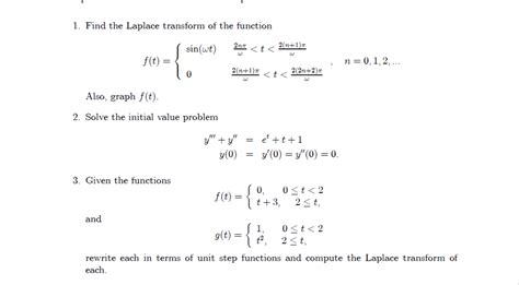 Solved 1 Find The Laplace Transform Of The Function 2
