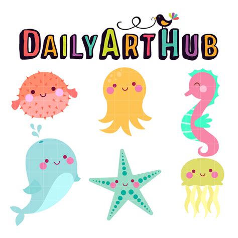 cute sea animals clip art set daily art hub graphics alphabets svg