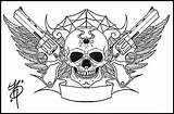 Tattoo Gun Skull Designs Sketch Gangsta Tattoos Simple Drawings Gangster Easy Paintingvalley Wings Book Ink Sketches Tattoobite sketch template
