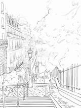 Montmartre District Distretto Urbano Attraverso Famoso sketch template