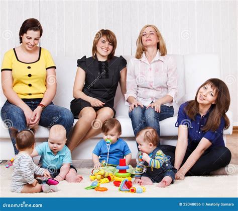 women  kids stock photo image  family playful