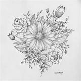 Drawing Sunflower Tattoo Wildflower Tattoos Rose Sketch Flower Roses Floral Cluster Drawings Sketches Flowers Body Flash April Designs Instagram Delicate sketch template