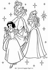 Disney Coloring Princesses Pages Princess Princes Snow Aurora Sleeping Beauty sketch template