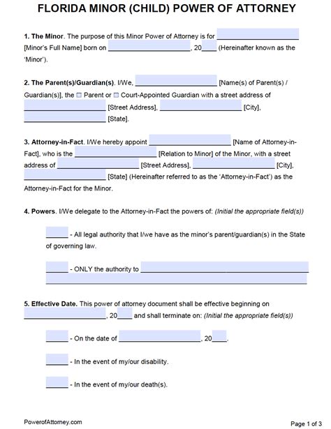 power  attorney  elderly parent form printable printable forms