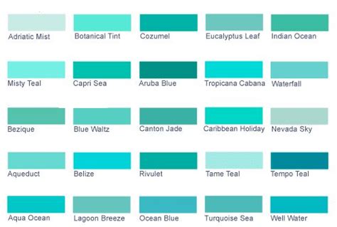 shades  blue  green  shown   color chart