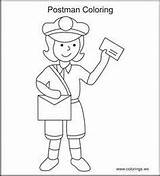 Postman Mailman Colouring Usps Coloringhome sketch template