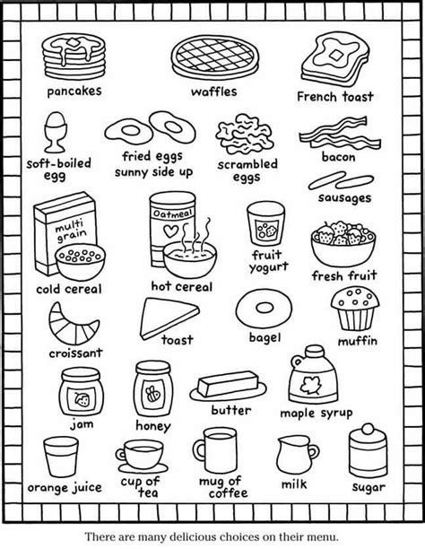 food menu coloring pages