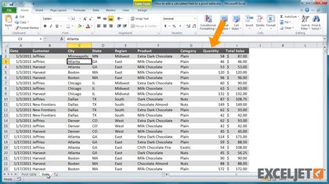 excel tutorial   add  calculated field   pivot table