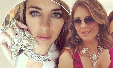 elizabeth hurley flaunts bling whilst filming the royals in london
