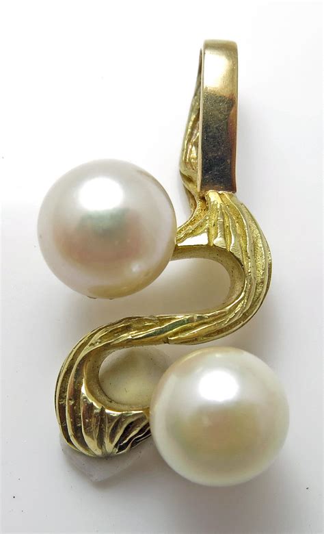 ct gold pearl pendant lot  allbids