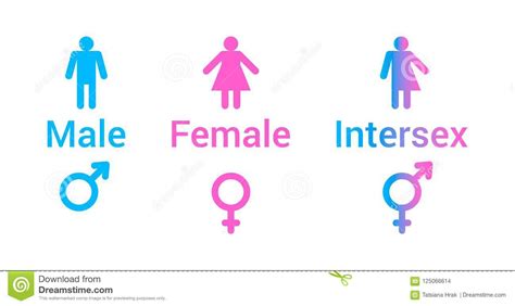 vector flat set of gender male female and intersex icons