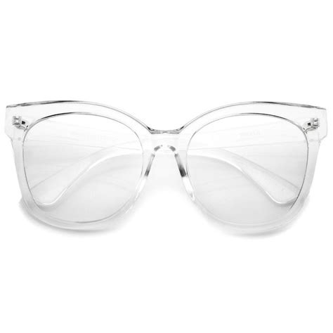 women s horn rimmed clear flat lens oversize cat eye glasses 57mm