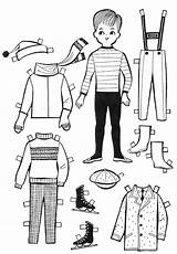 Paper Doll Template Boy Coloring Pages Kids sketch template