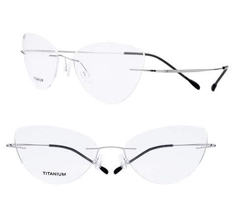 Hdcrafter Rimless Glasses Frame Women Cat Eye Titanium Ultralight