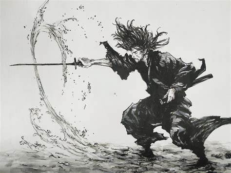 art   drawing miyamoto musashi vagabond  brush