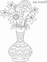 Vase Flower Drawing Kids Coloring Printable Simple Getdrawings sketch template