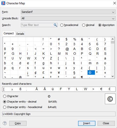 inserting special characters   character map