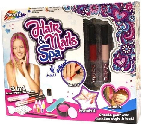 grafix  piece hair nails spa girls beauty makeover salon kit
