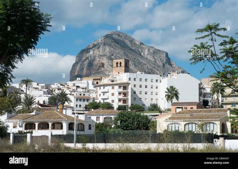 view   imposing montgo mountain   town  javea valencia spain