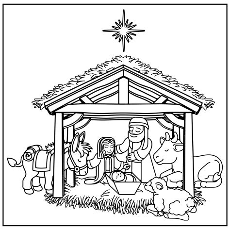 nativity scene coloring pages printable printable word searches