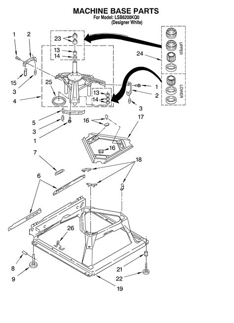 machine base diagram parts list  model lsbkq whirlpool parts washer parts
