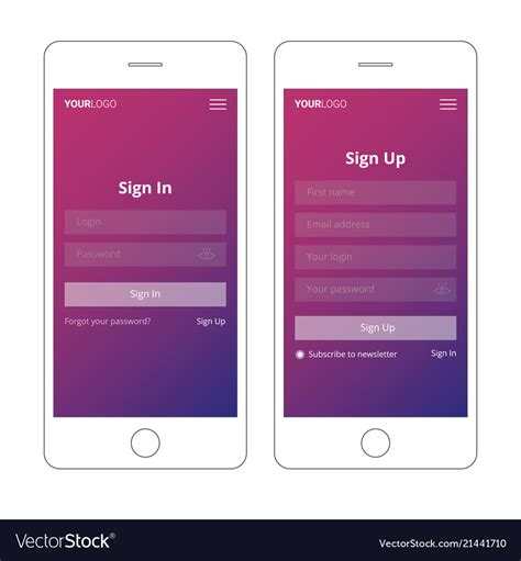 login screen  sign  form template  mobile vector image