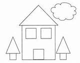 Shapes Printable Worksheets Kids Shape Geometric House Worksheet Color Drawing Preschool Activities sketch template