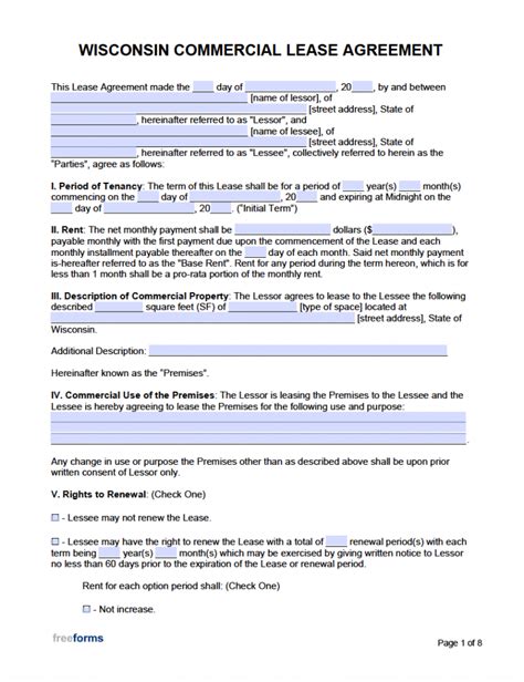 wisconsin rental lease agreement templates