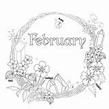 Coloring Shadows Book February Wreath Includes Calendar Planning Month Each sketch template