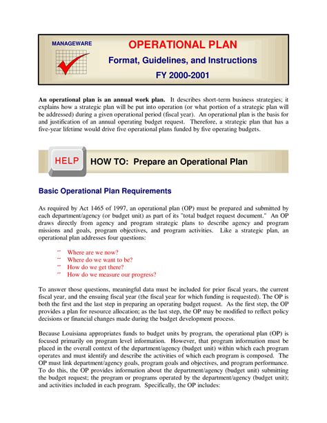 business operational plan  examples format  examples