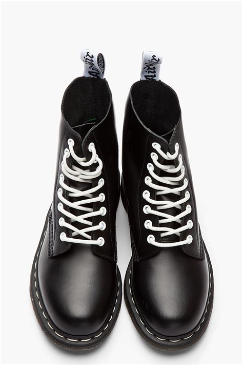 lyst dr martens black white buffed leather eye pascal boots  black  men