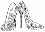 Coloring Pages High Heels Shoe Heel Shoes Adult Drawing Printable Sheets Ups Grown Template Adults Girls Dead Wenchkin Color Bonus sketch template