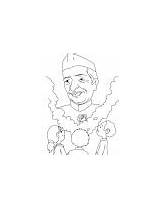 Coloring Nehru Chacha Jawahar sketch template