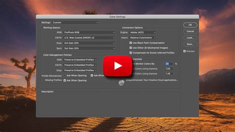 optimize color settings  photoshop