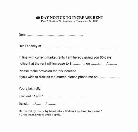rent increase form beautiful  sample rent increase letter