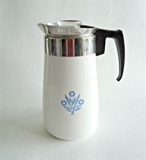 vintage corningware blue cornflower coffee pot  cup  treasurecoveally  etsy glassware