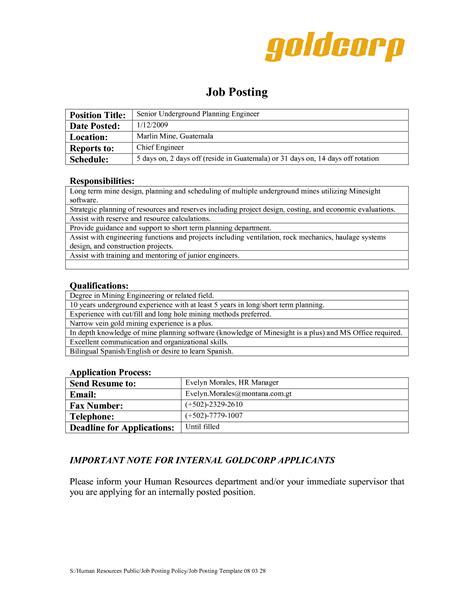 sample job posting  printable documents