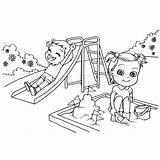 Playground Drawing Kids Getdrawings sketch template