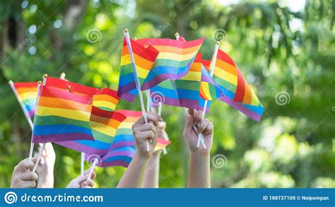Lgbt Pride Or Gay Pride With Rainbow Flag For Lesbian Gay