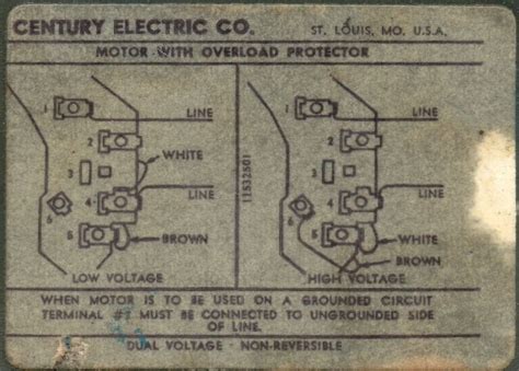 century single phase motor wiring diagram