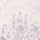 Miller Fairy Border Castle Panel Coloring Princess Fabric Michael sketch template