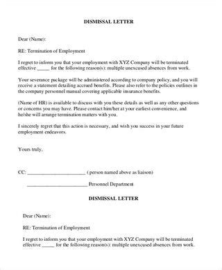 termination letter   word  documents