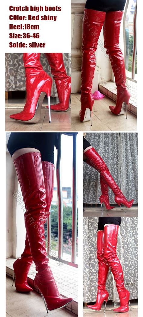 red patent leather thigh crotch boots redstilettoheels crotch high boots in 2019 crotch