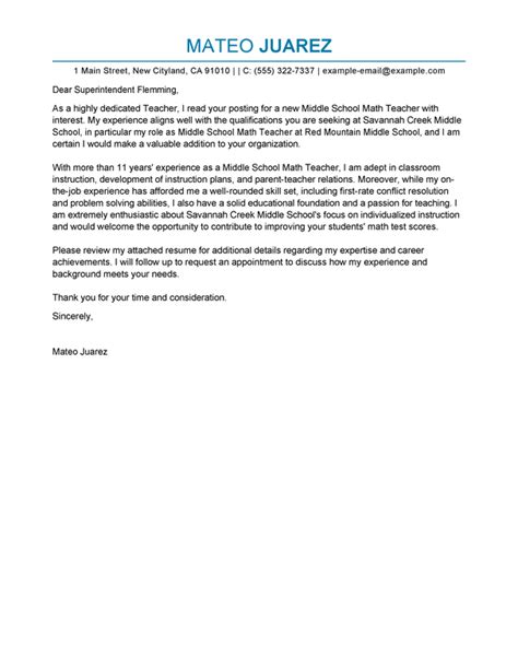 teacher cover letter examples education cover letters livecareer