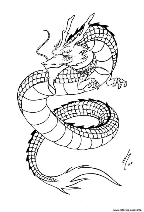 adult simple chinese dragon coloring page printable