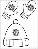 Hat Winter Mittens Pages Coloring Color sketch template