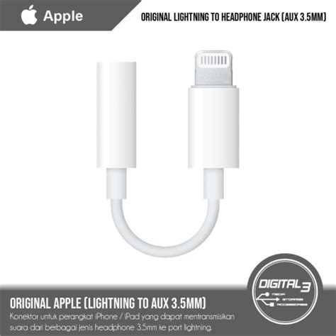 jual apple dongle adapter lightning  mm headphone jack iphone     digital